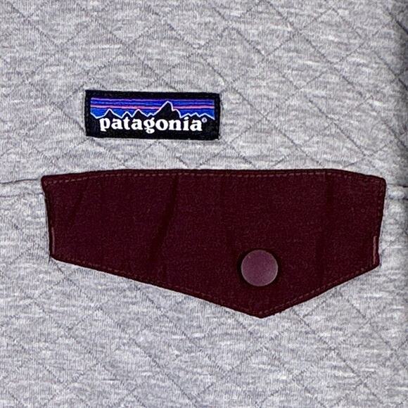 Patagonia Snap T Quilted Pullover Sweater Womens XS Gray Maroon Outdoors Preppy - Picture 4 of 11